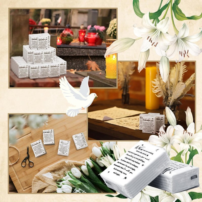 Sinmoe 60 Bulk Funeral Tissues Keepsakes Memorial Facial Pocket Tissues Favors Inspirational Poem 3 Ply Mini Travel Size Tissue Packs Memorial for Guests Relatives Family - Image 5